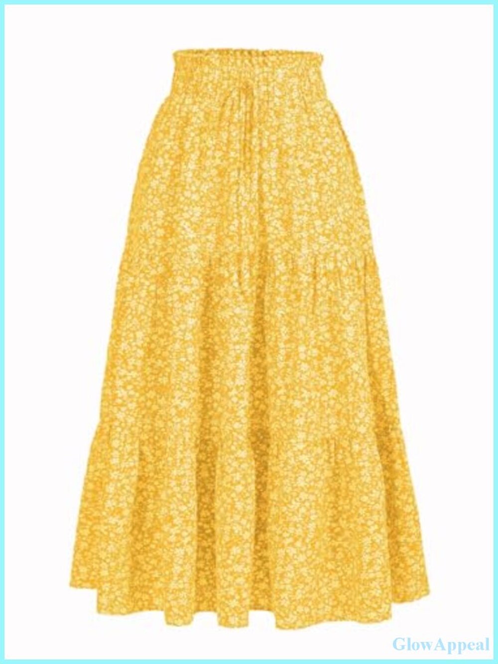 Boho Midi Skirt Women High Waist Flowy A-Line Summer